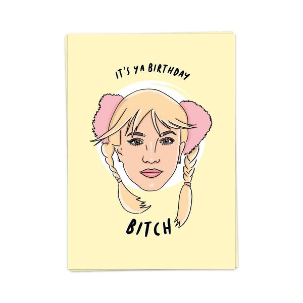 Kaart Blanche Wenskaart enkel, Birthday bitch