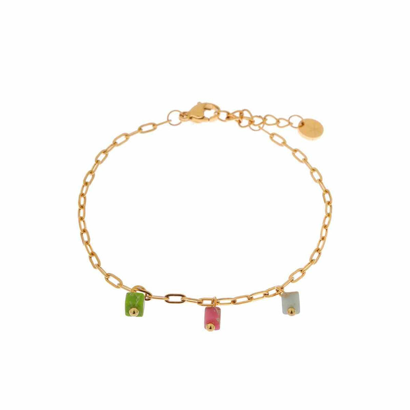 Label Kiki Armband goud, Color cube