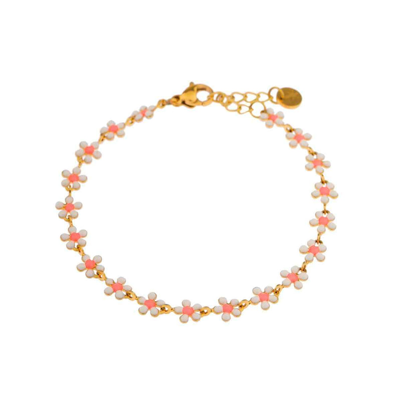 Label Kiki Armband goud, Peach flower