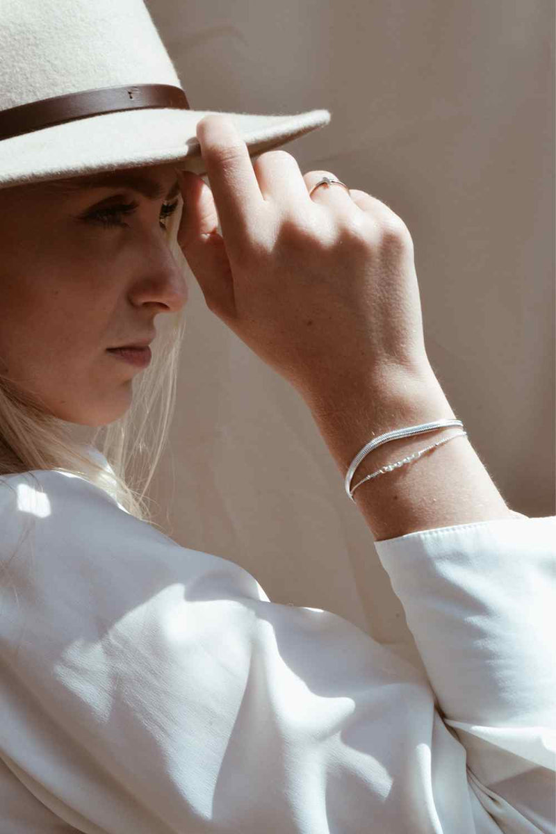 Label Kiki Armband zilver, Smooth Snake
