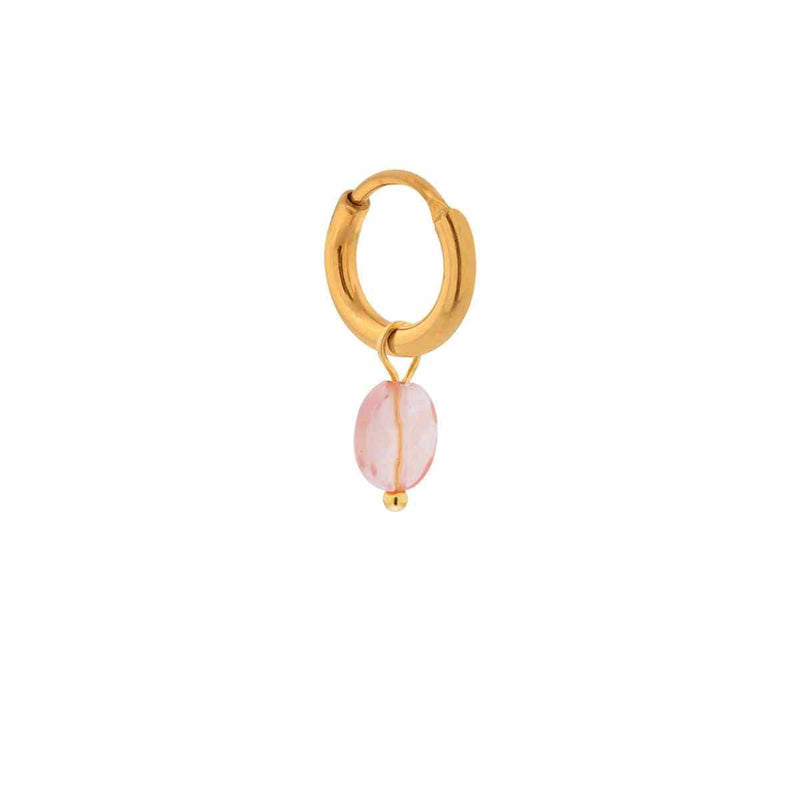 Label Kiki Oorring goud, Pink oval - Per stuk