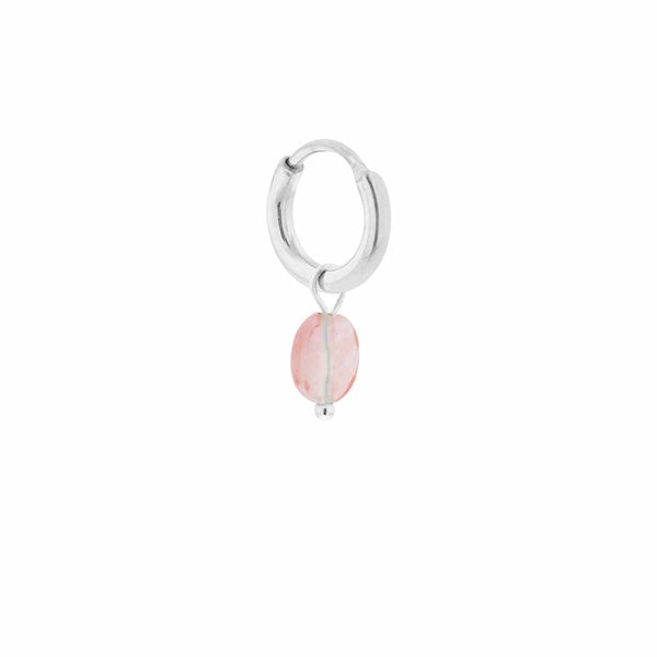 Label Kiki Oorring zilver, Pink oval - Per stuk