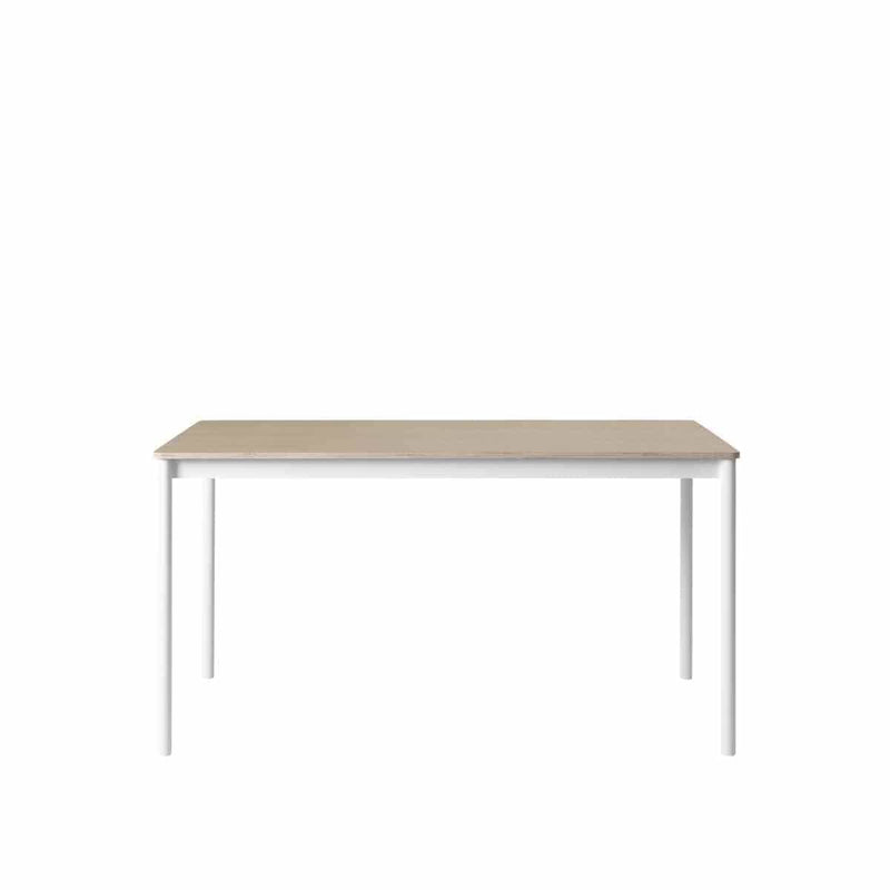 MUUTO Base Table, 140 x 80 cm Lacquered Oak Veneer/Plywood / White