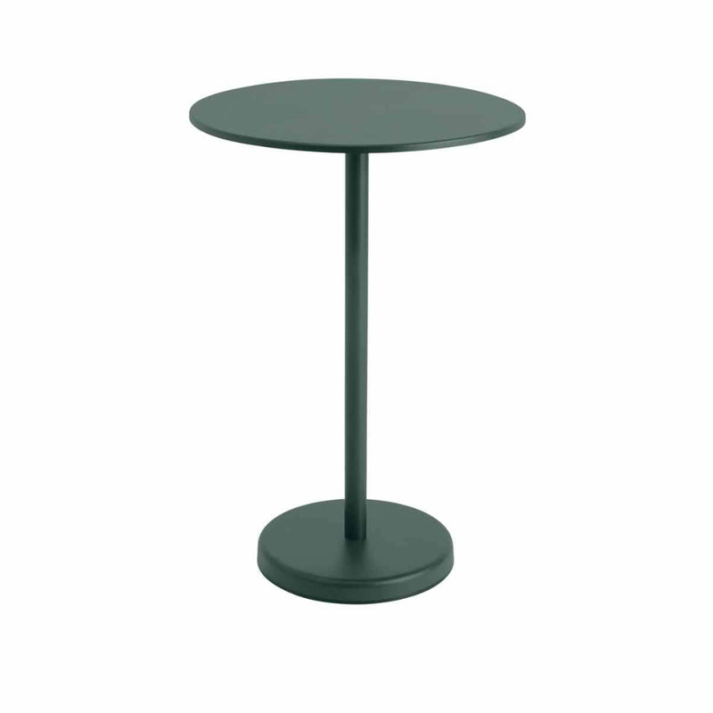 MUUTO LINEAR Steel Café Table, Round 70 cm, H 105 cm Dark Green