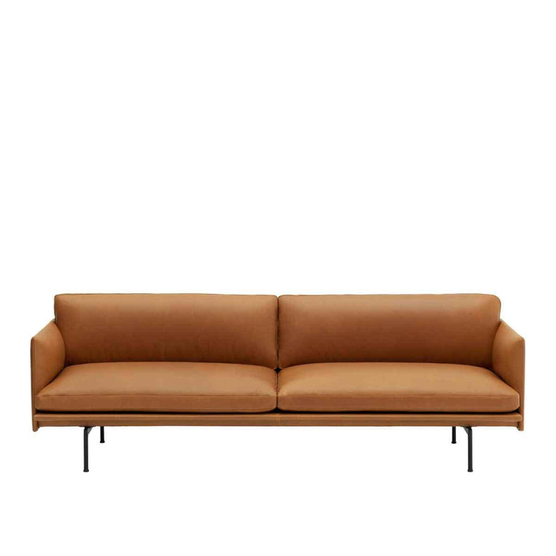 MUUTO OUTLINE Sofa 3-zit Refine Leather Cognac / Black