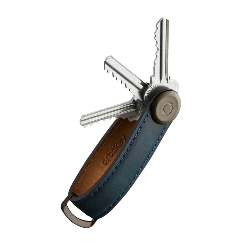 Orbitkey CRAZY HORSE Sleutelhanger Leather, Marine Blue