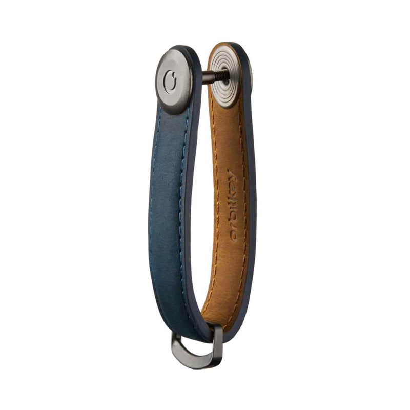 Orbitkey CRAZY HORSE Sleutelhanger Leather, Marine Blue