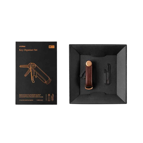 Orbitkey Sleutelhanger Gift set, Espresso Brown Leather + Multi-Tool v2