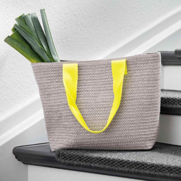 Remember Shopper bag, Lichtgrijs | Fluogeel