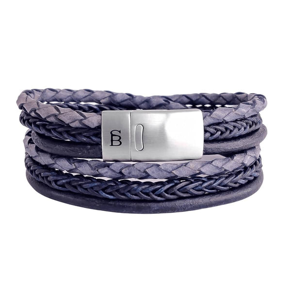 STEEL & BARNETT BONACCI Lederen armband, Denim Blauw