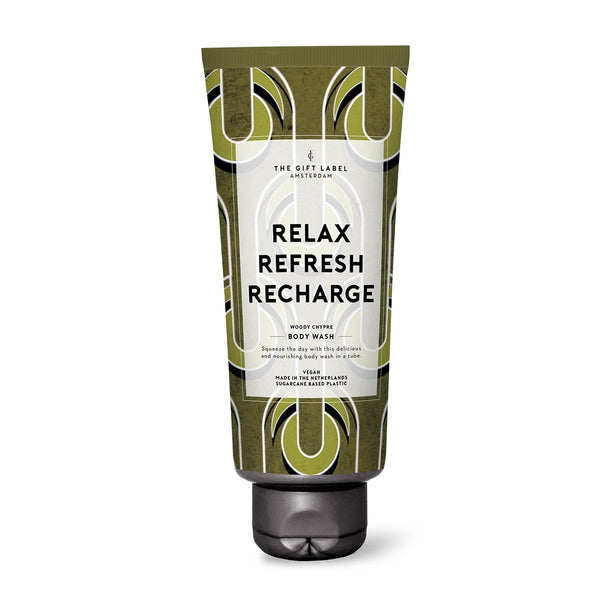 The Gift Label Douchegel voor mannen 200ml, Relax, Refresh, Recharge