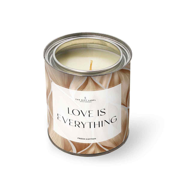 The Gift Label Geurkaars in blik 310g, Love Is Everything, Fresh Cotton
