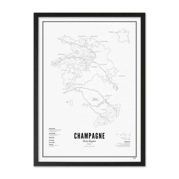 WIJCK. Kader + Poster Champagne - Wine Region 30 x 40 cm