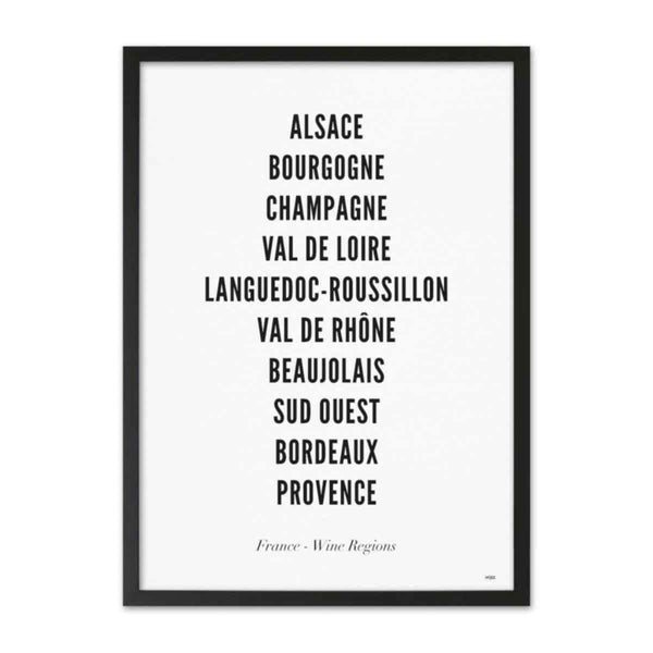 WIJCK. Kader + Poster France - Wine Regions 30 x 40 cm