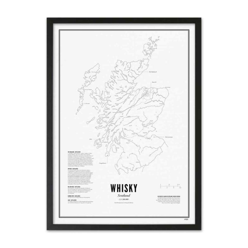 WIJCK. Kader + Poster Scotland - Whisky Regions 30 x 40 cm